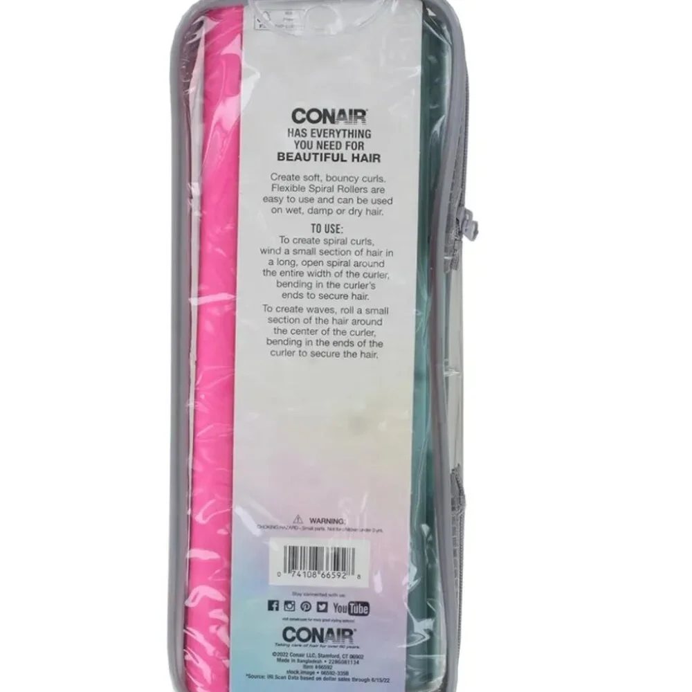 CONAIR SPIRAL ROLLERS | FLEXIBLE CURLERS FOR LONG HAIR & NO-HEAT WAVES 12 COUNT